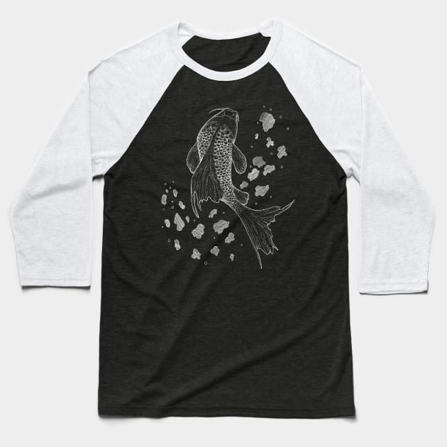 Splash - Chalkboard style, koi fish, animals Baseball T-Shirt by Inspirational Koi Fish